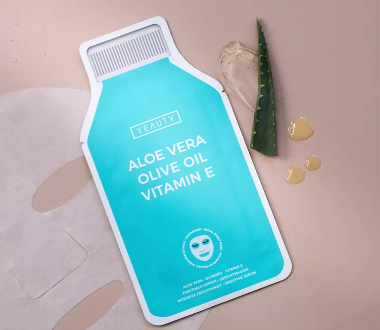Aloe Vera, Olive Oil, Vitamin E – Tuchmaske