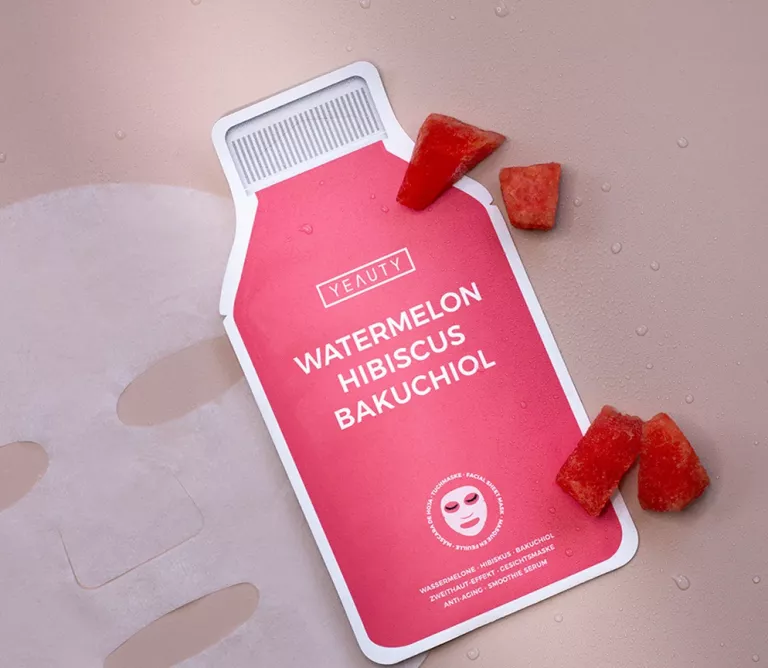 Watermelon, Hibiskus, Bakuchiol – Tuchmaske